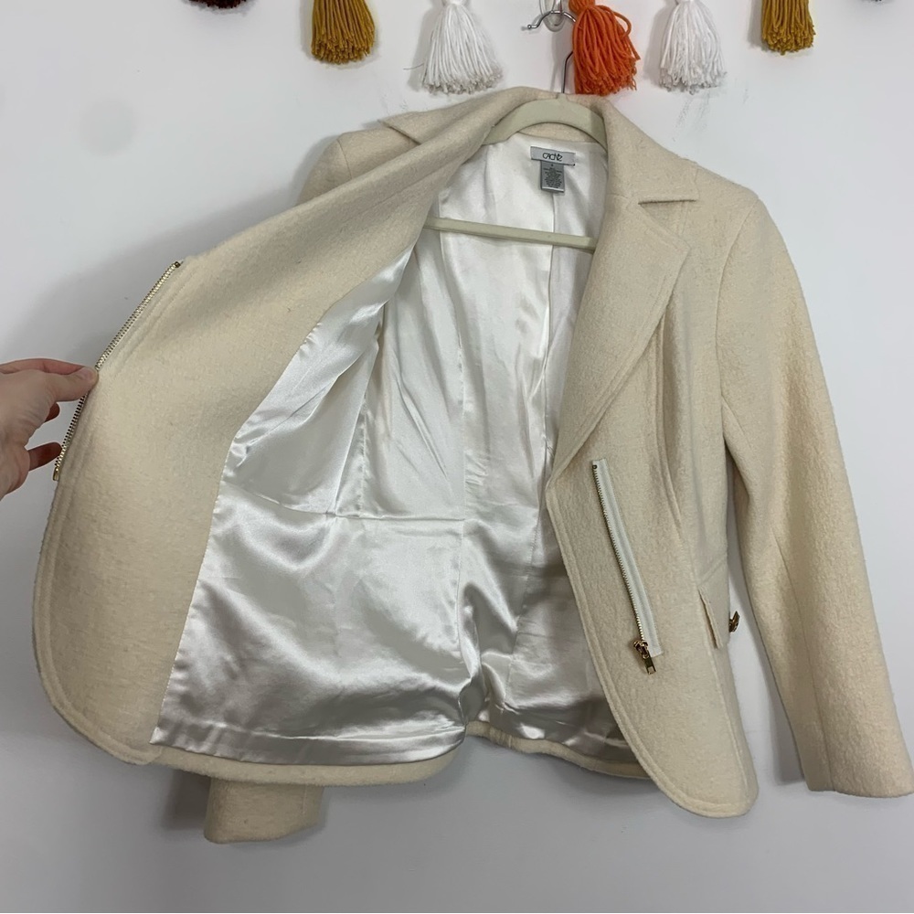 Cache Boiled Wool Cream Jacket Size Small - Picture 5 of 11